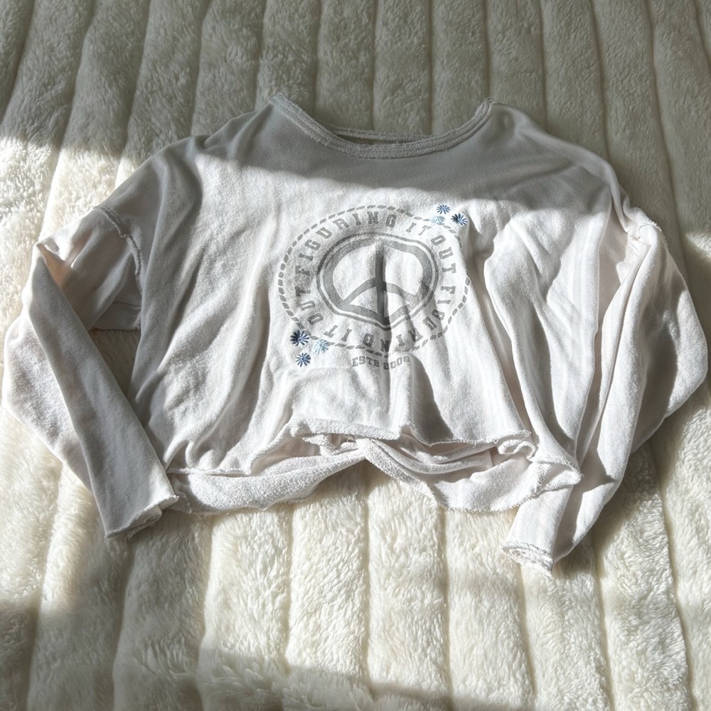 Figuring It Out Peace Sign Backless Crewneck